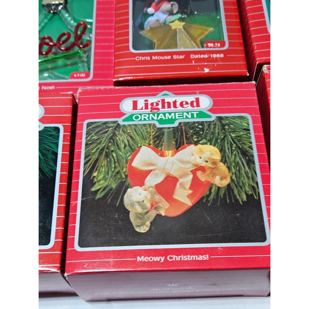 Hallmark Lighted Christmas Ornaments Lot of 6 Vintage Mice Santa Noel - Picture 3 of 9